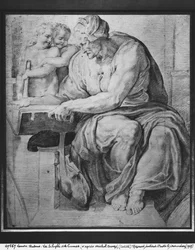 Die Kumanaische Sibylle, nach Michelangelo Buonarroti (1475-1564) (pierre noire und Rötel auf Papier)